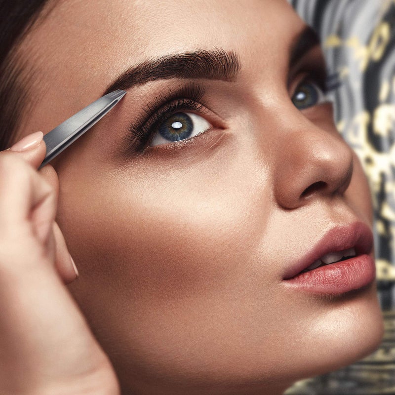By MILLY Professional Slanted Tweezers for Women & Men | High Carbon Stainless Steel Sharp Tweezer | Tweezers for Women Facial Hair Plucking, Hand-Filed & Aligned Precision Slant Tips - Silver - Image 3